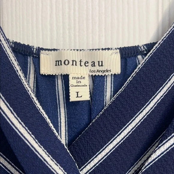 Monteau Blue and White Mini Dress - Picture 3 of 8